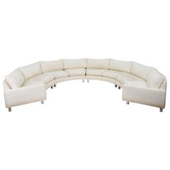 Milo Baughman Four Section Curved Sectional Sofa in White