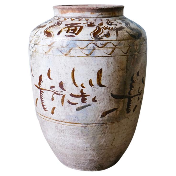 Großes handbemaltes Gefäß aus der Ming-Dynastie Cizhou im Angebot