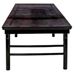 Large Ming-Style Calligraphy Table with Original Black-Burgundy Lacquer