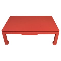 Large Ming Style Painted Raffia Coffee Table