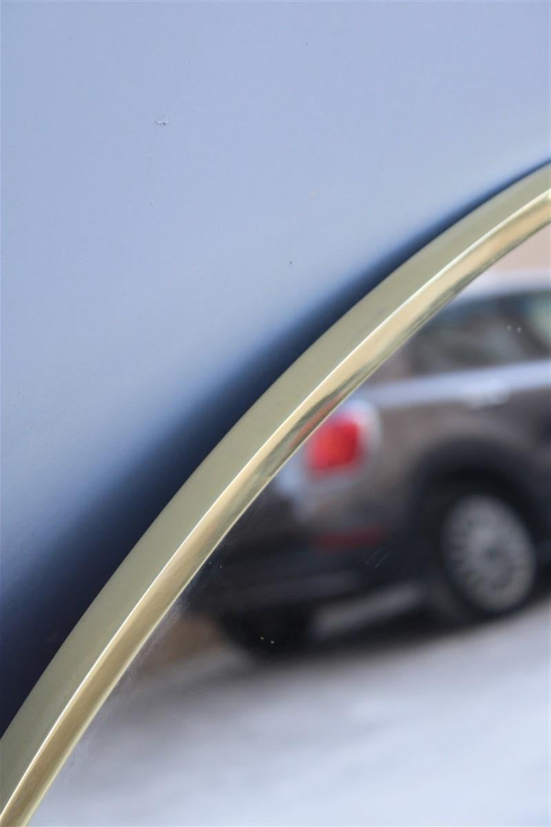 Mid-Century Modern Large Minimal Italian Design Round Mirror 1960s Solid Brass Gold Sottsass Style