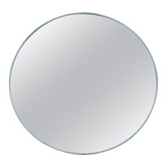 Large Minimal Italian Design Round Mirror 1960s Solid Brass Gold Sottsass Style