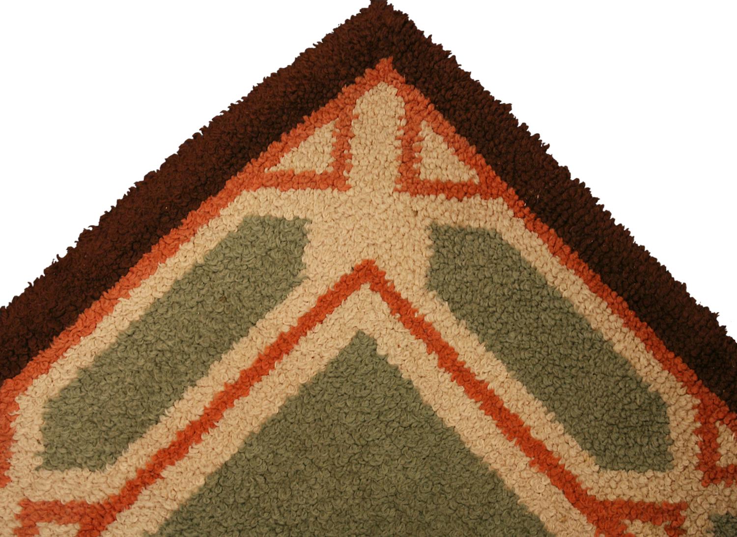 Other Large Minimalist Antique European Pistachio Color Wool Carpet, ca. 1920 For Sale