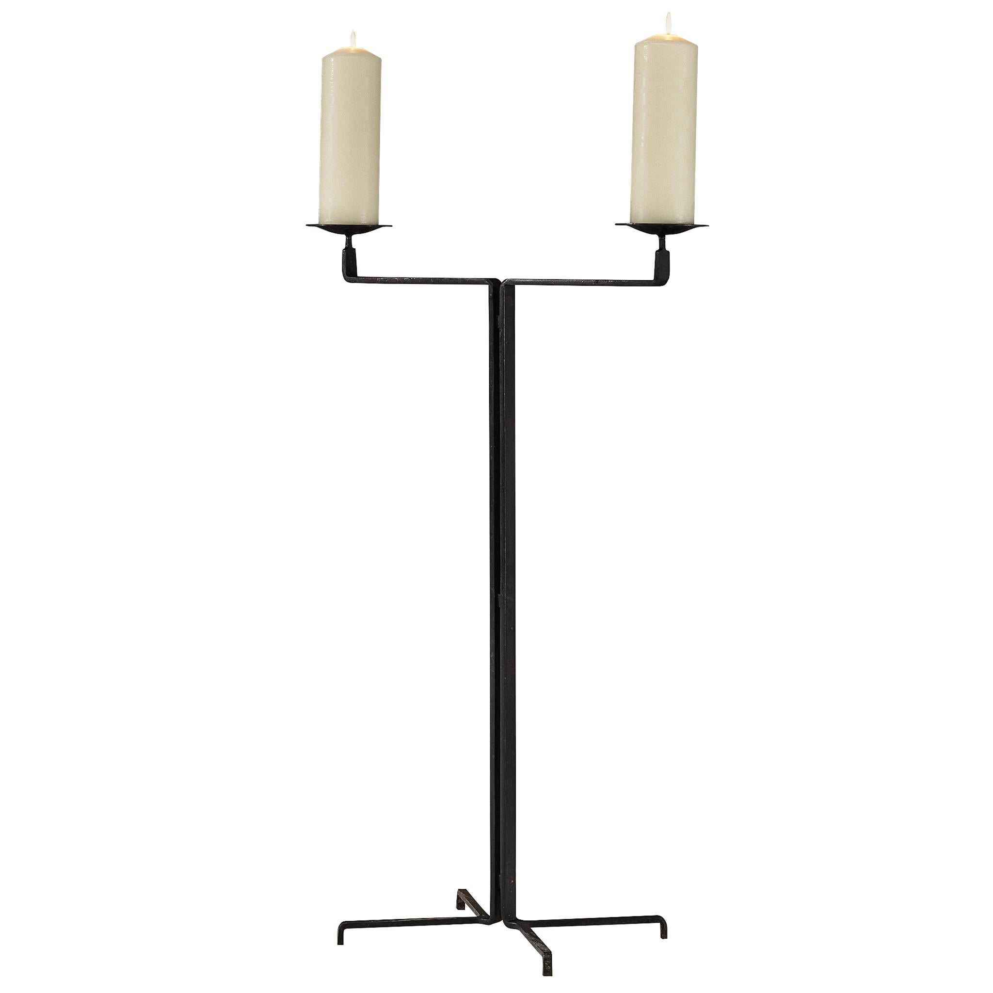 Large Minimalist Floor Candle Holder in Steel