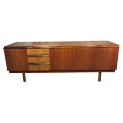 Large Minimalist Retro Sideboard, 1960s – Burrwood Drawer Fronts & Teak Feet