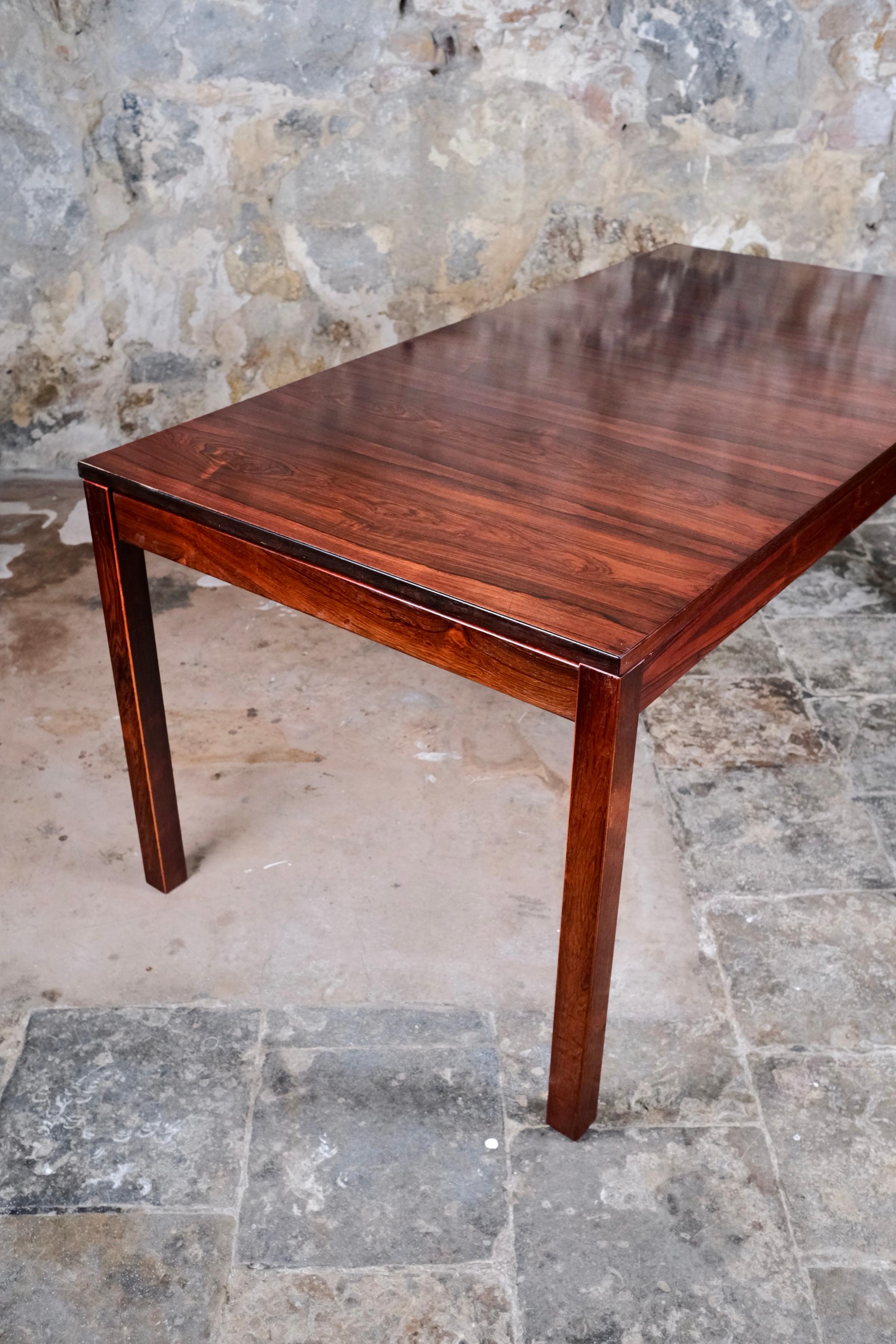 Grande table de salle à manger scandinave minimaliste, forme rectangulaire, années 1960 en vente 1
