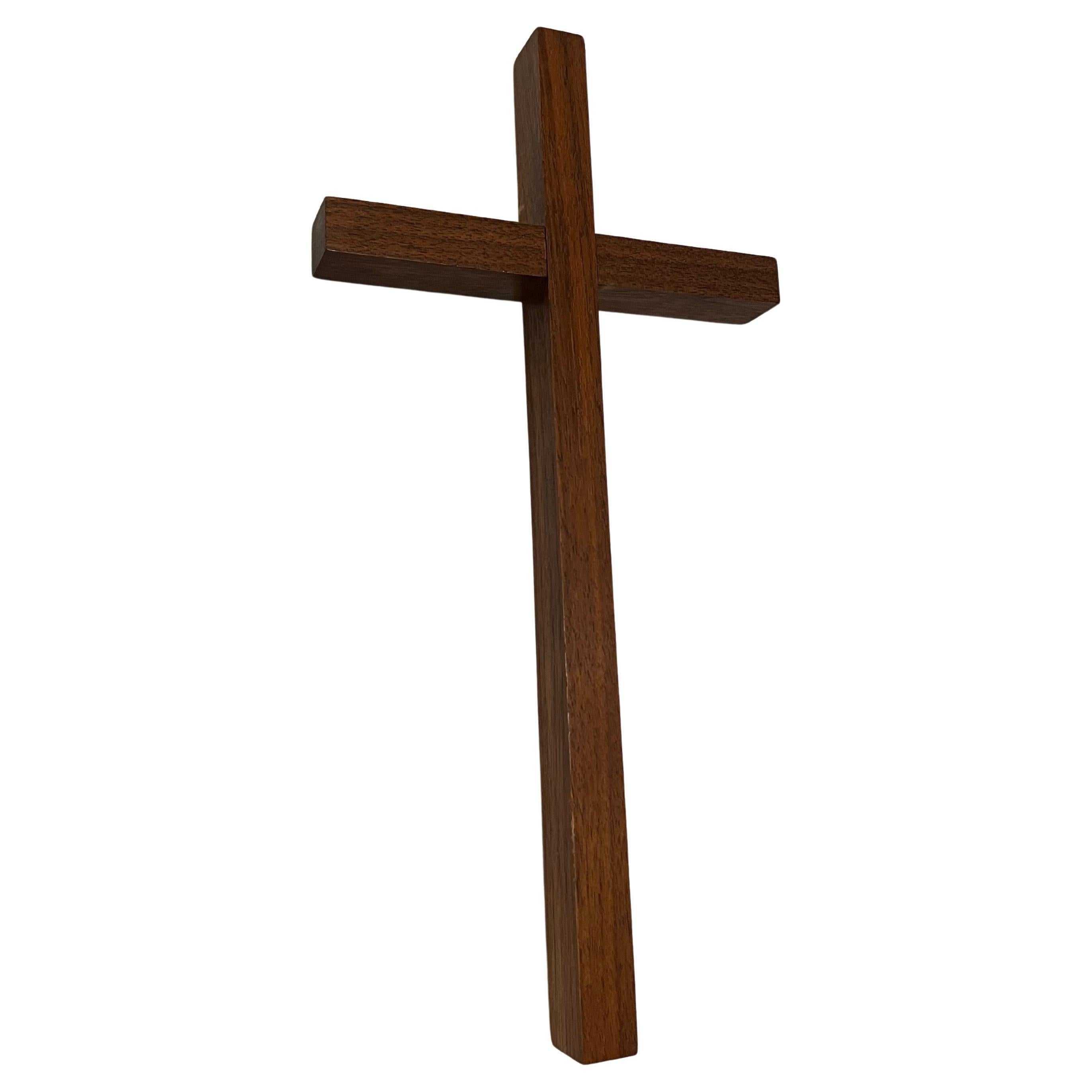 Croce grande minimalista in noce massiccio