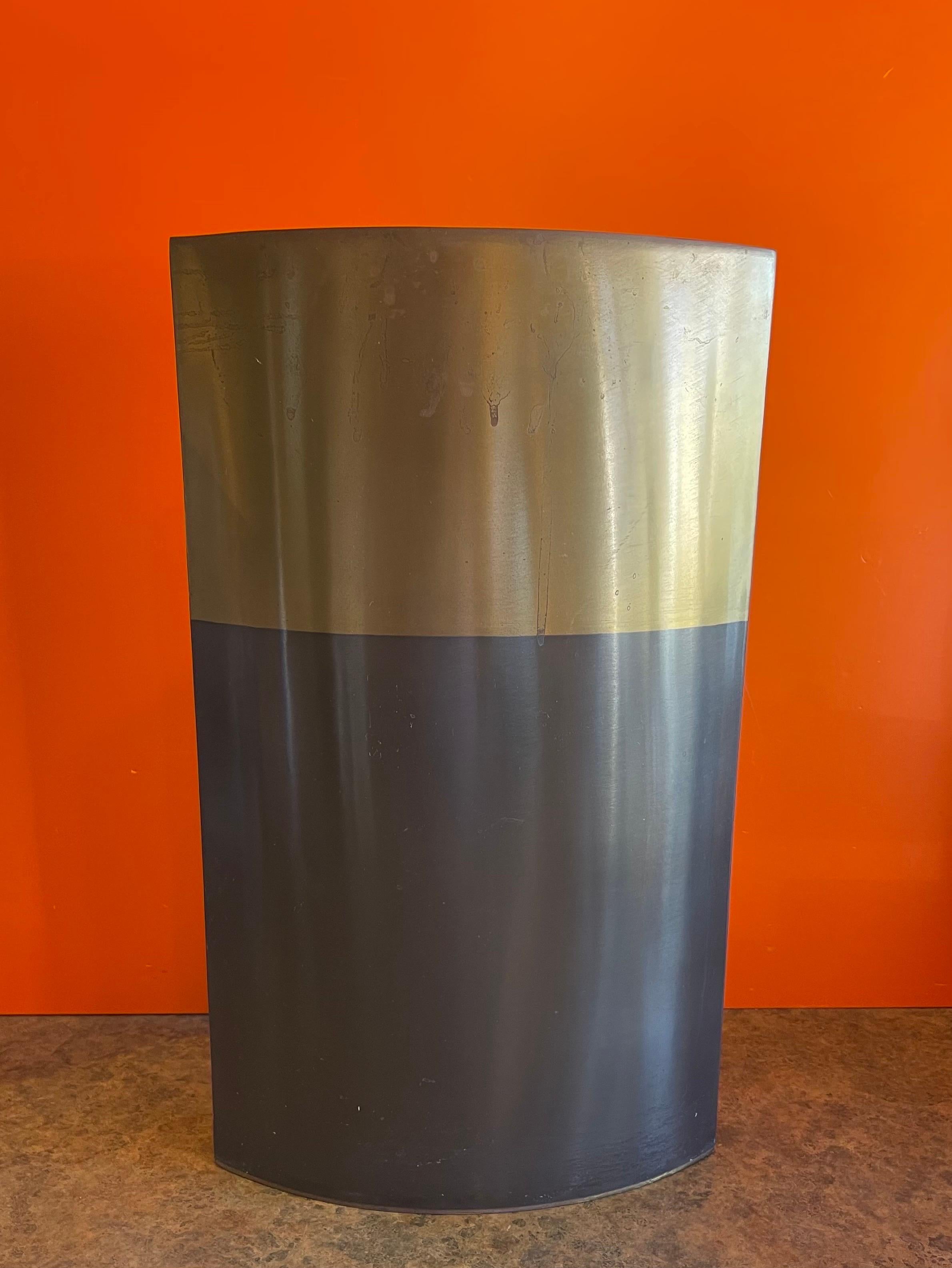 20th Century Large Minimalist Two Tone Brass & Bronze Vase / Candle Holder by Michael Aram  For Sale