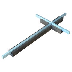 Large Minimalist Walnut and Brushed Aluminum Cross