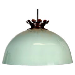 Large Mint Green over White Sandwich Glass Dome