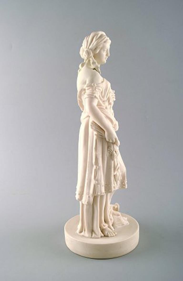 Neoclassical Large Minton Biscuit Figure of Peasant Girl with Sheaf, Early 1900s
