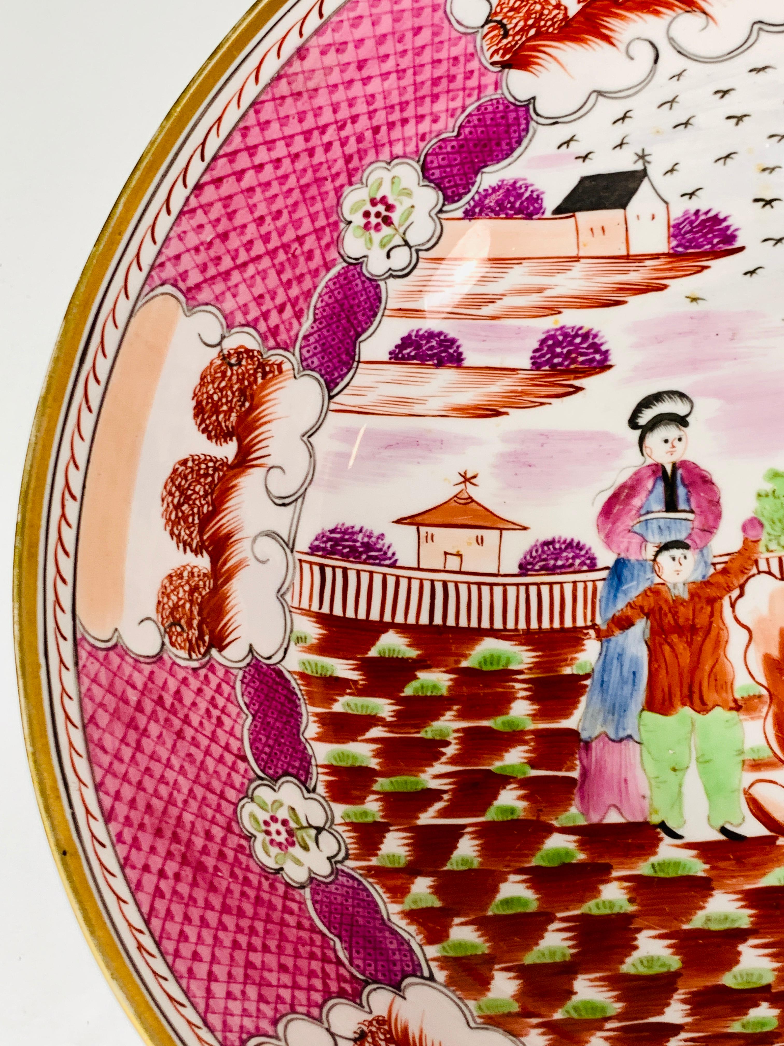 Large Minton Bowl Hand-Painted with Chinoiserie Scene, England, Circa 1820 In Excellent Condition In Katonah, NY