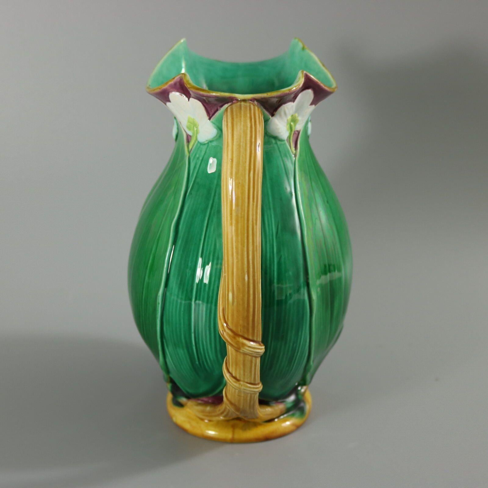 Large Minton Majolica Lily Jug/Pitcher In Excellent Condition For Sale In Chelmsford, Essex
