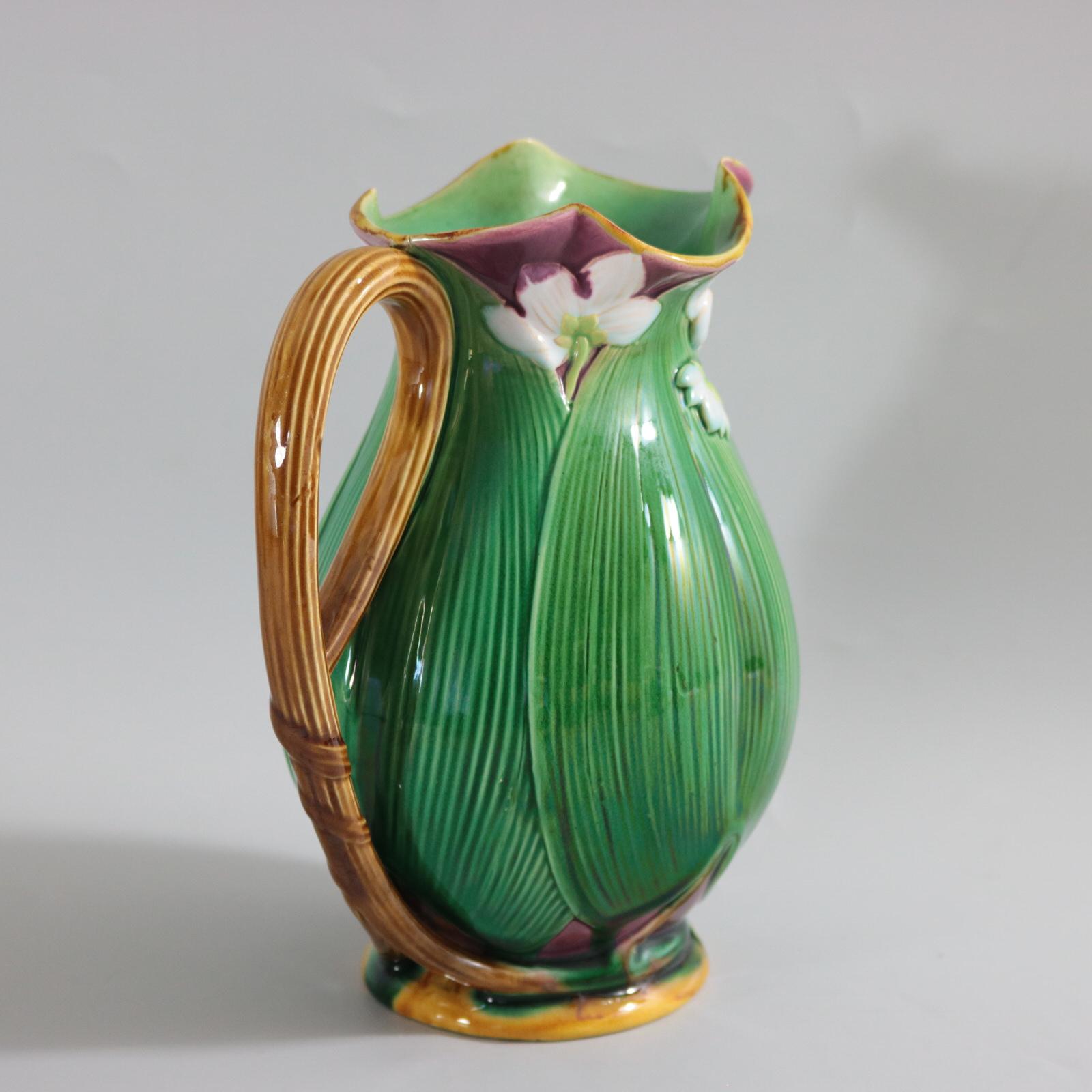 Large Minton Majolica Lily Jug/Pitcher 1