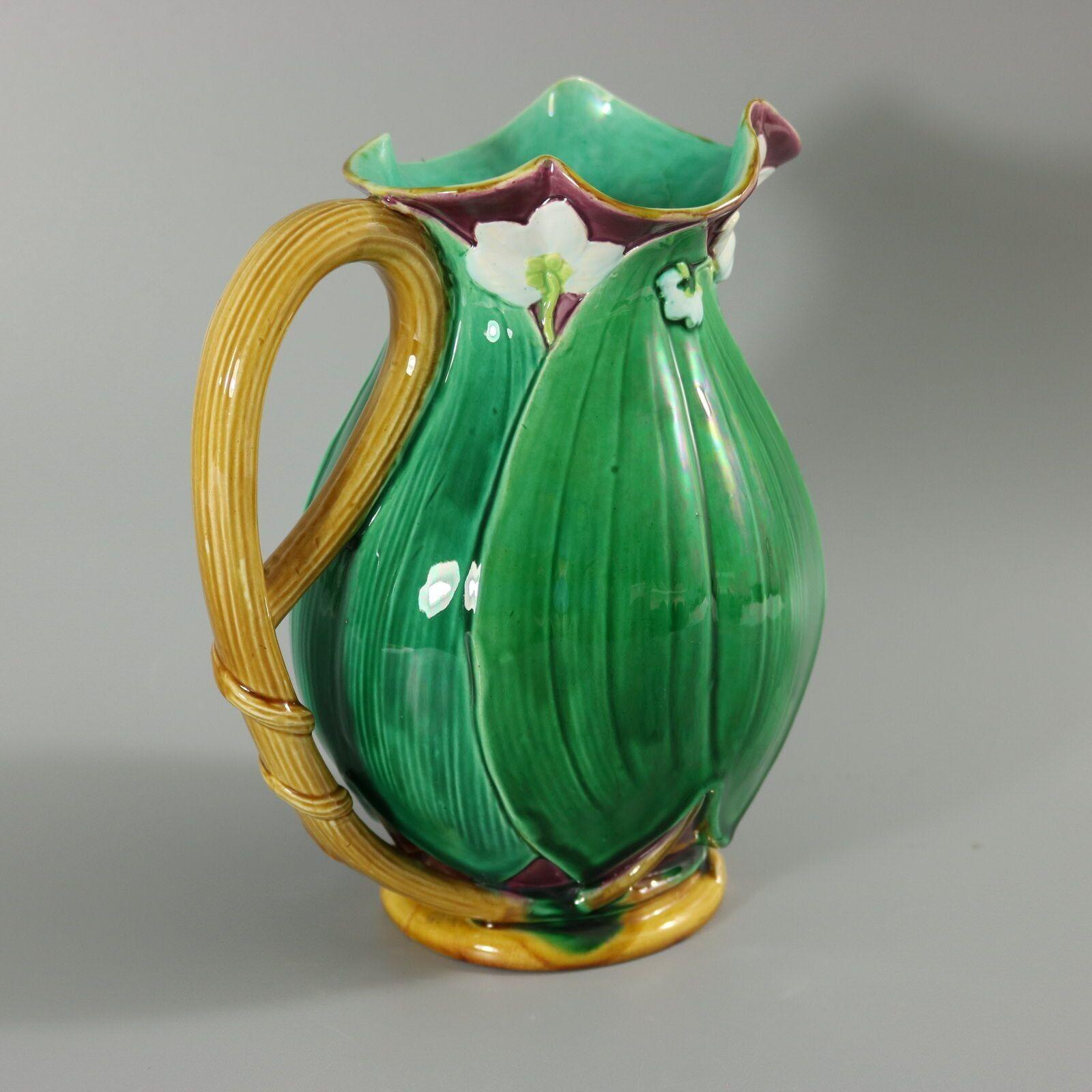 Late 19th Century Large Minton Majolica Lily Jug/Pitcher For Sale