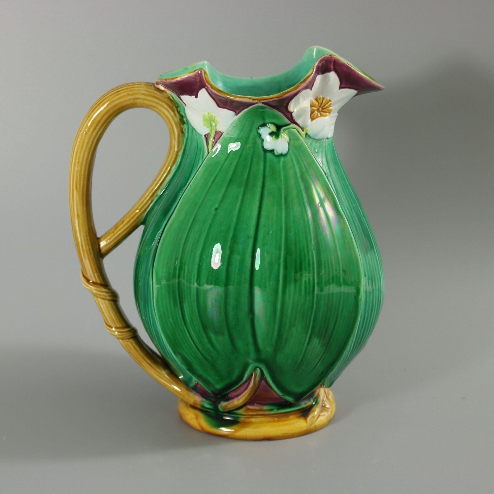 Large Minton Majolica Lily Jug/Pitcher For Sale 1