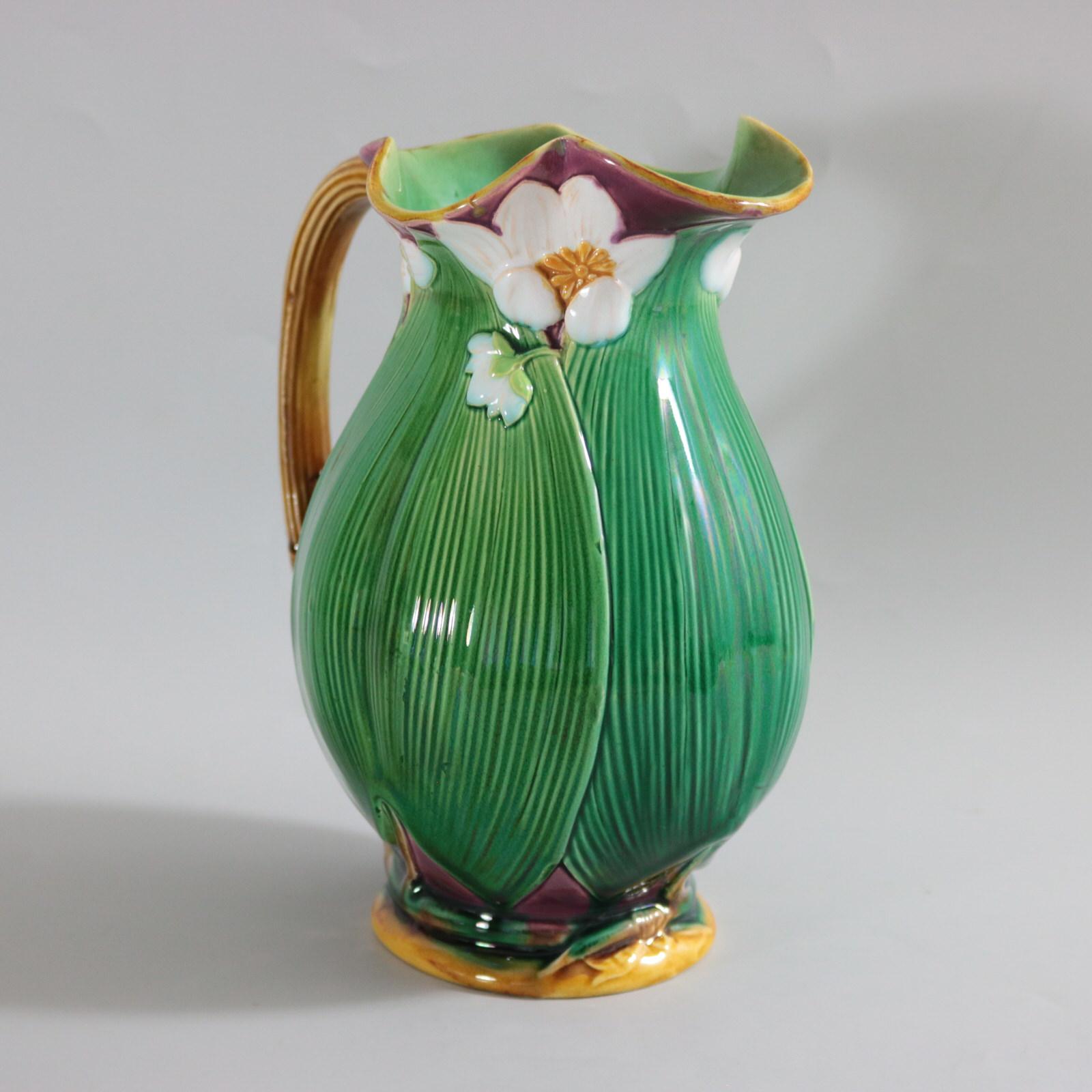 Large Minton Majolica Lily Jug/Pitcher 3
