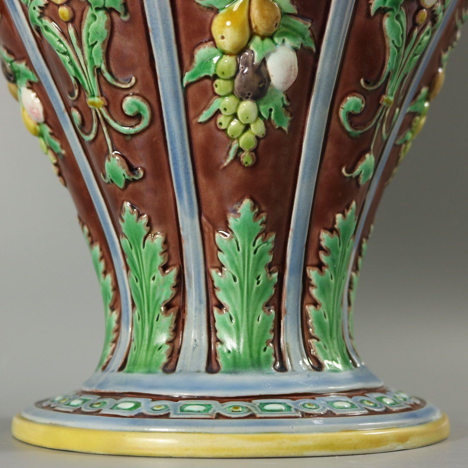 Large Minton Majolica Renaissance Style Masks Vase For Sale 5