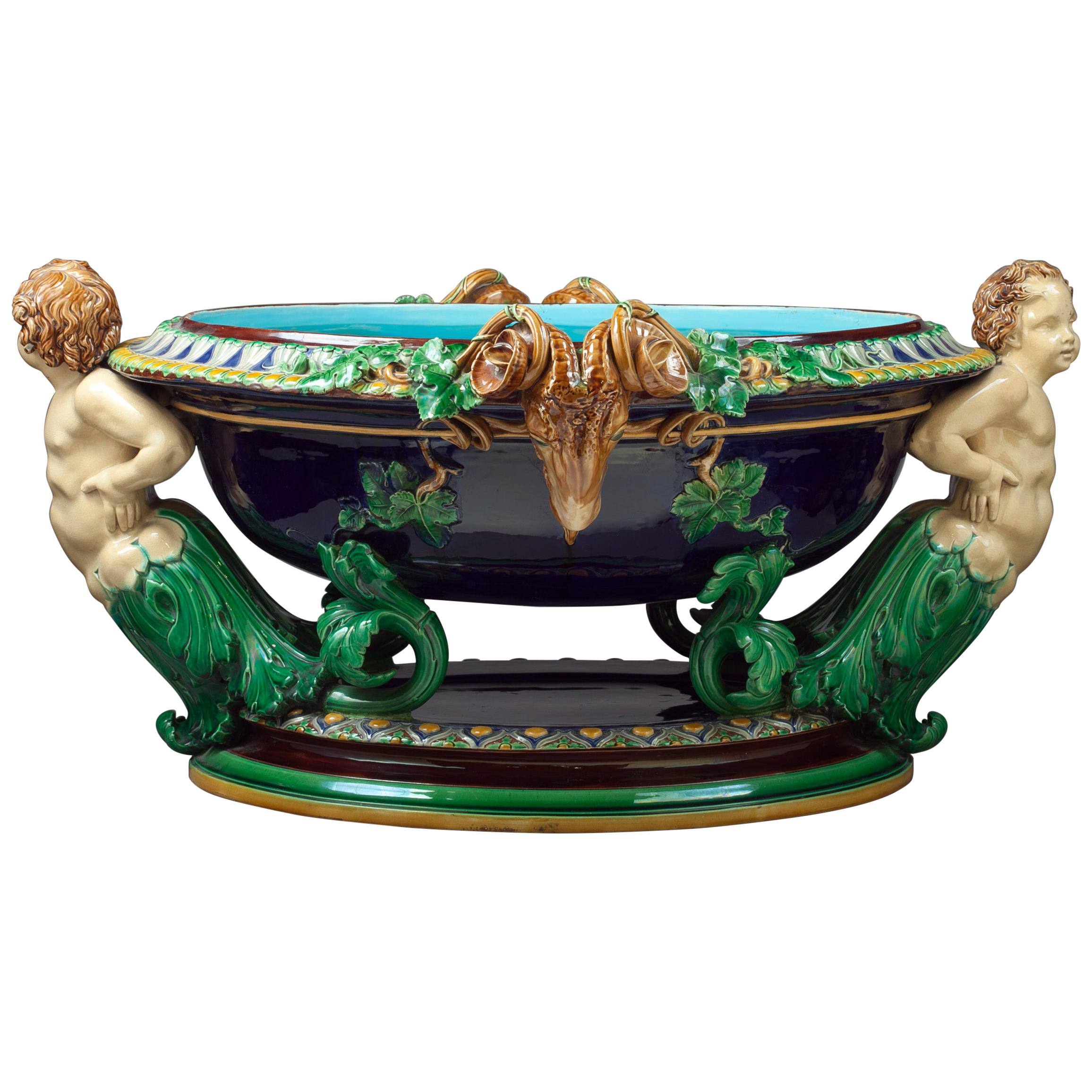 Large Minton Majolica Wine Cistern, circa 1875