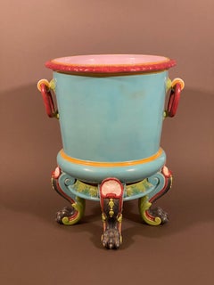 Large Minton Turquoise Majolica Wine Cooler or Jardiniere/Planter