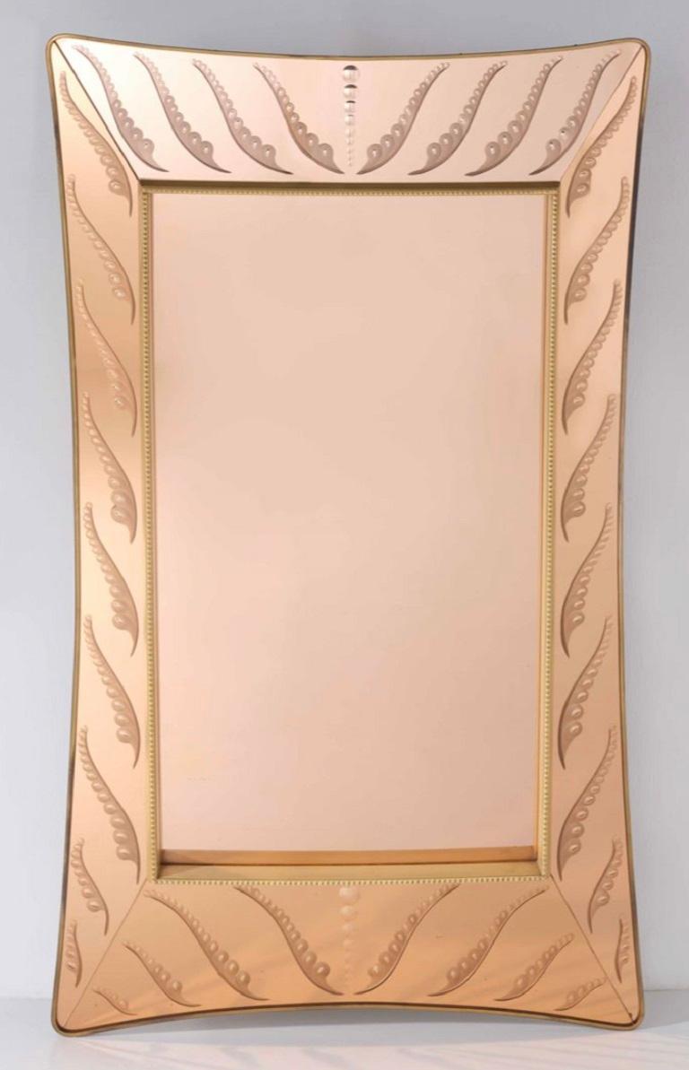 20ième siècle Grand miroir attribué à Cristal Arte en vente