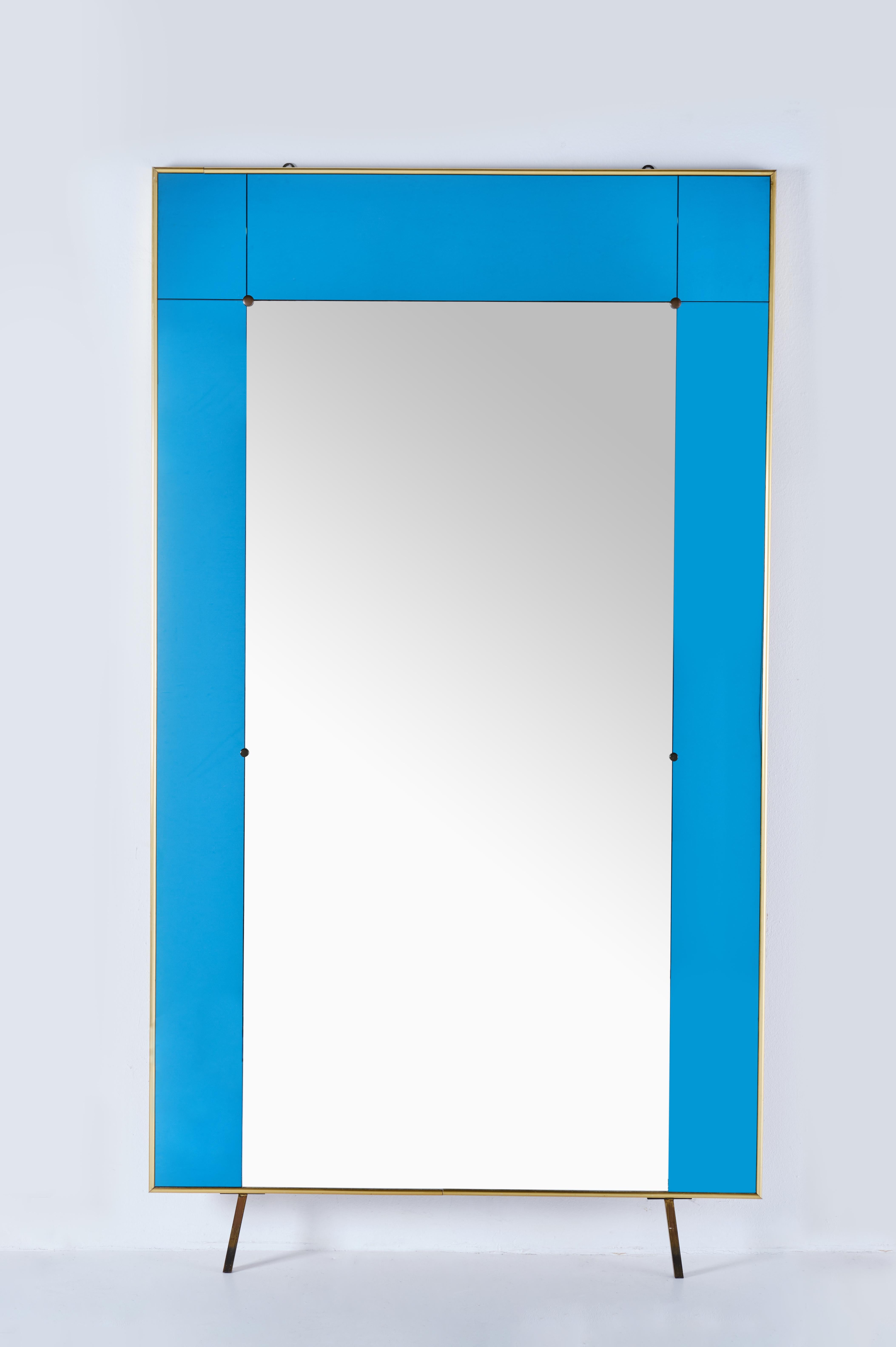 Mid-Century Modern Large Mirror by Cristal Arte, circa 1950 For Sale