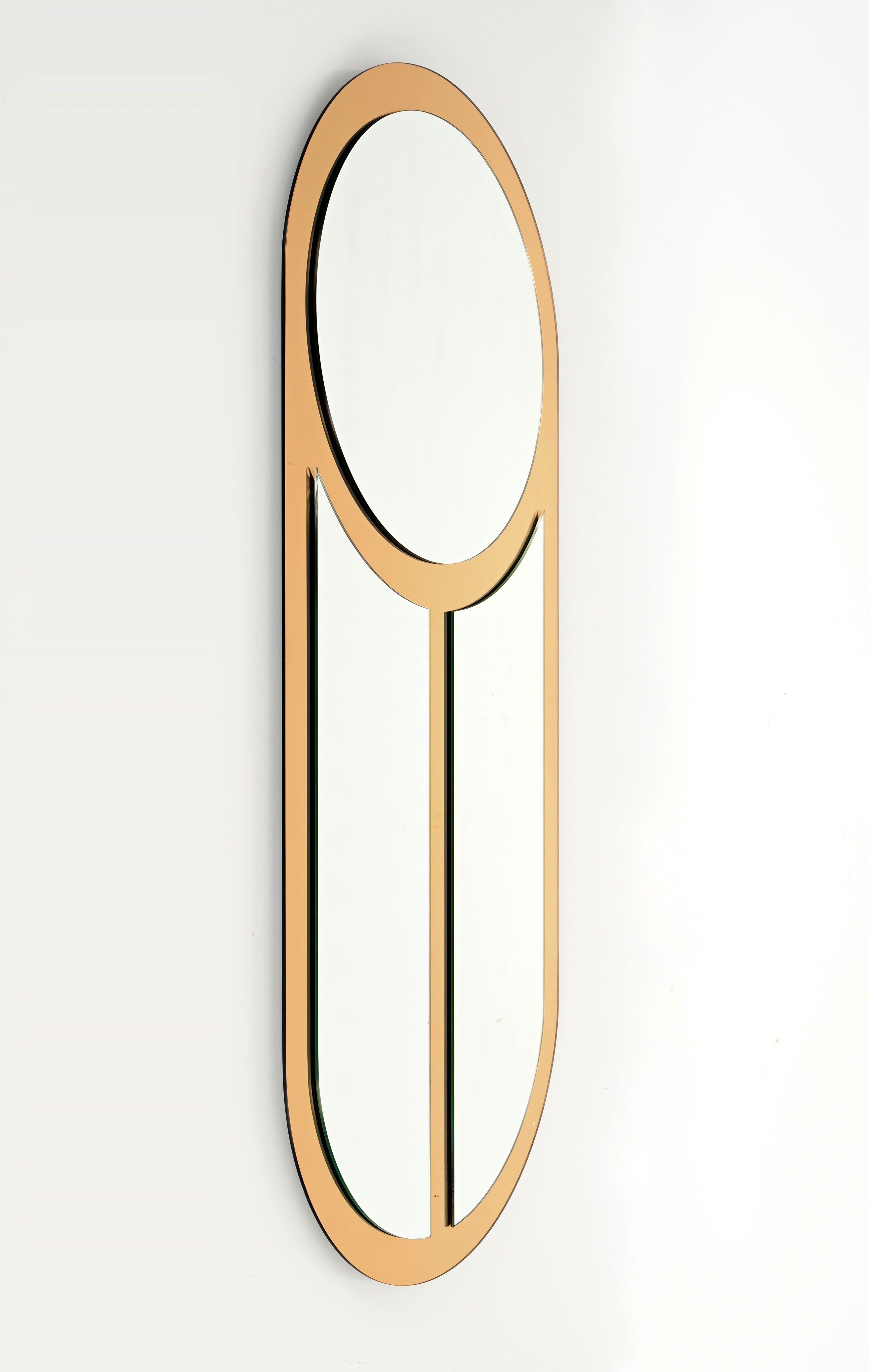 Grande specchio di Crystal Art, specchio triplo color bronzo, Italia anni '70 in vendita 4