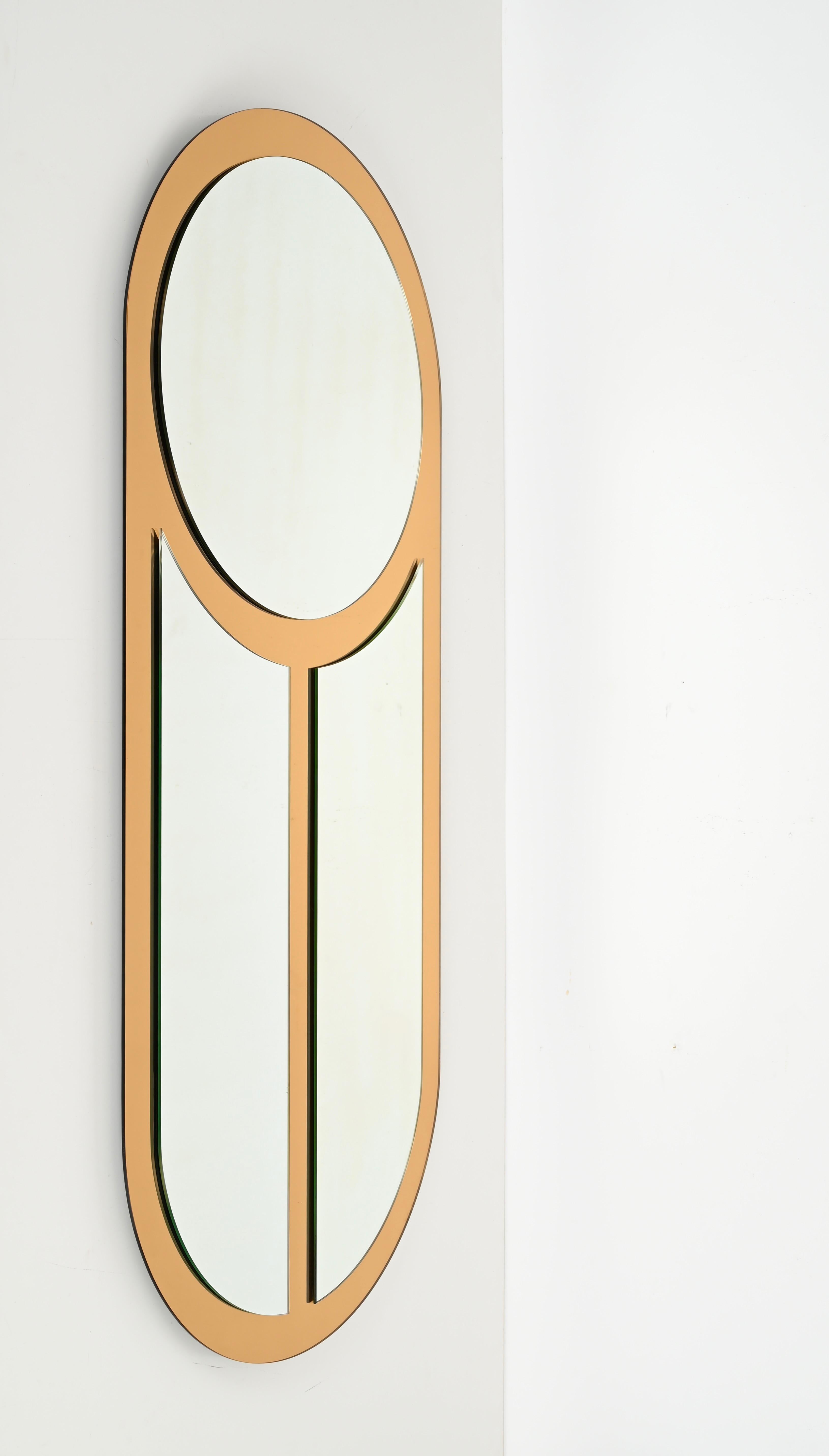 Grande specchio di Crystal Art, specchio triplo color bronzo, Italia anni '70 in vendita 5