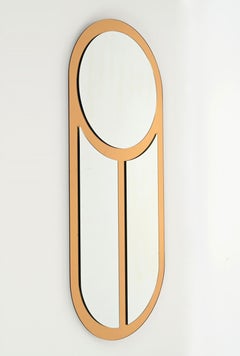 Large Mirror by Crystal Art, Triple Bronze Colored Mirror, Italy 1970s