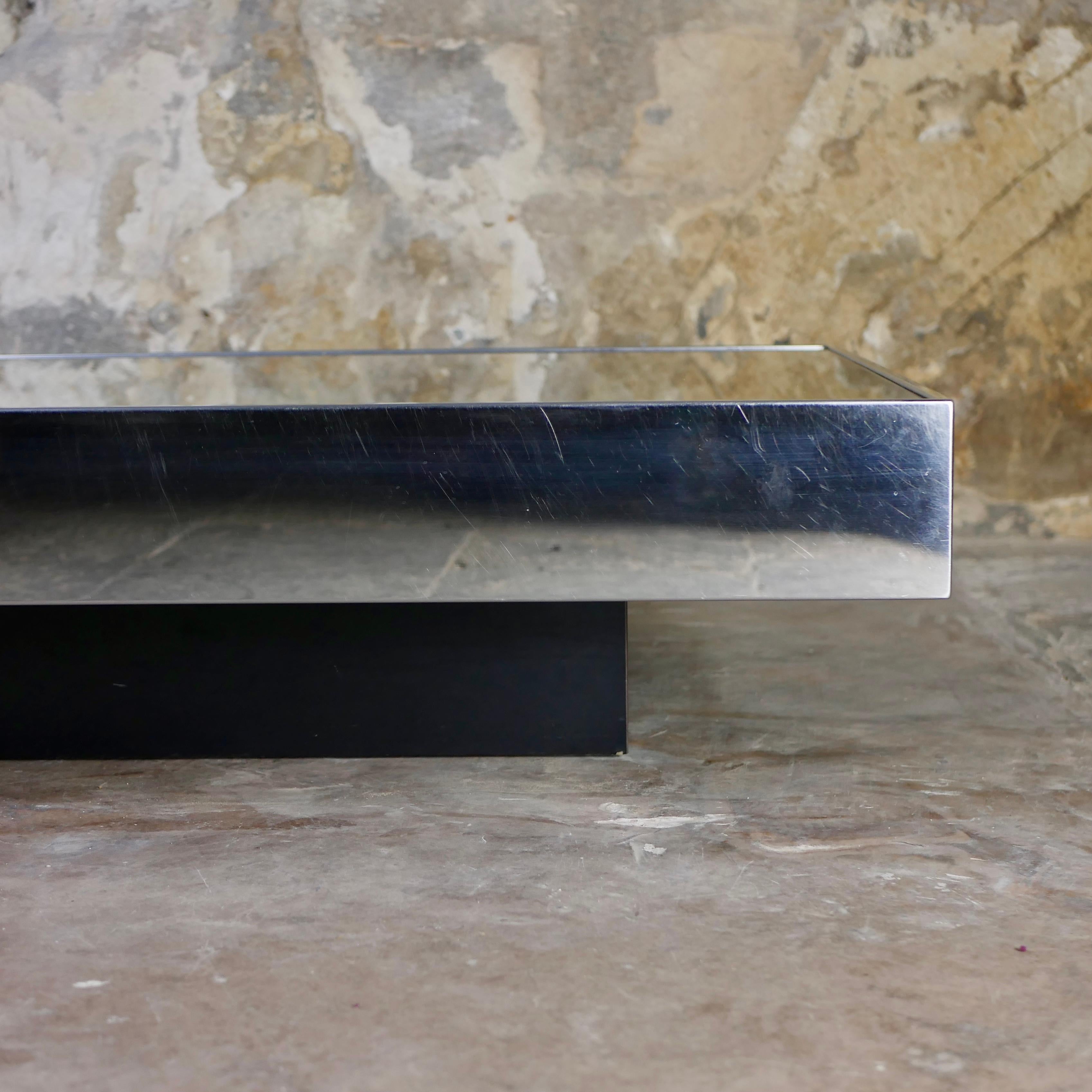 Large mirror coffee table designed by Willy Rizzo for Cidue, Italy, 1970s 5
