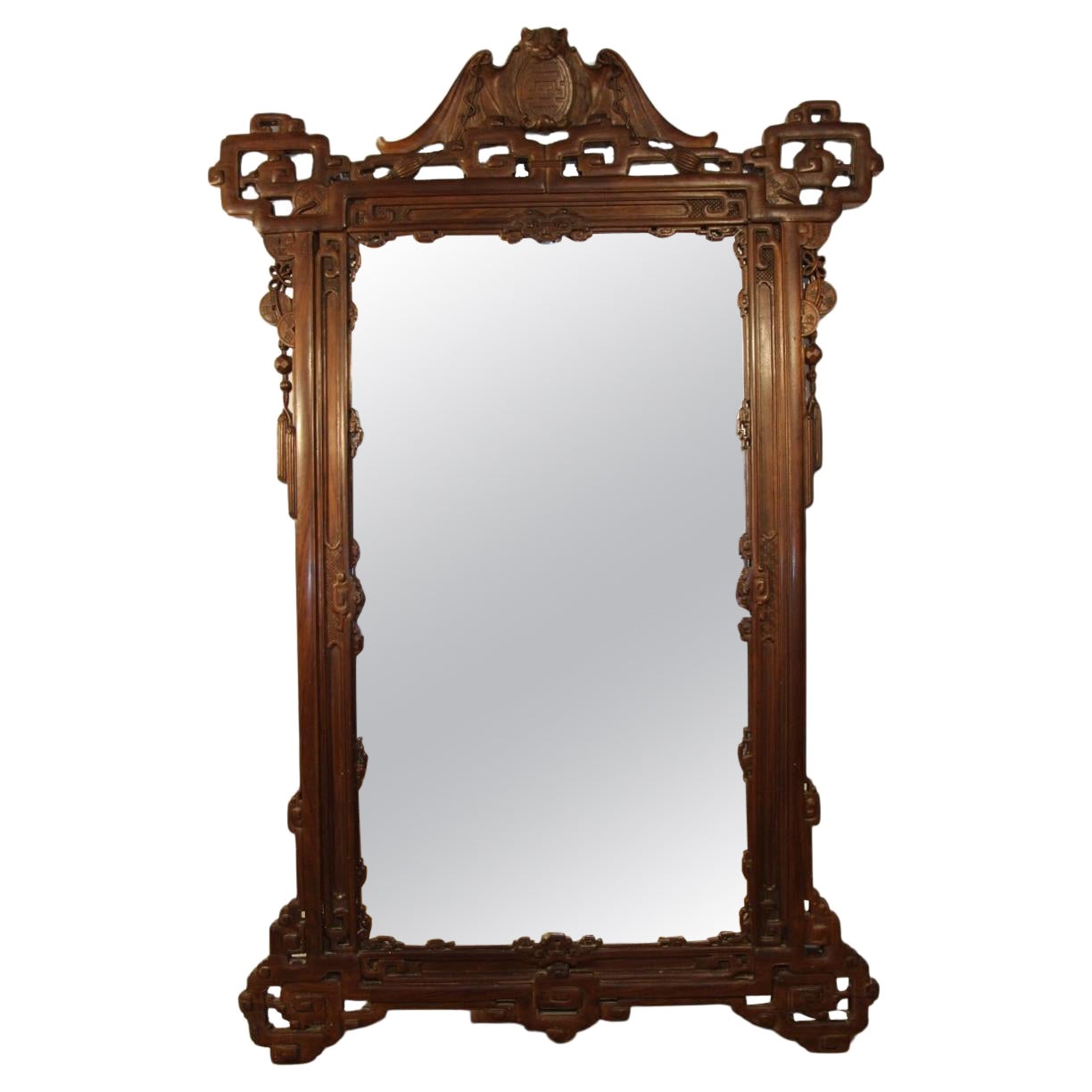 Large Mirror From The End Of The 19th Japanese Style, Attributed To Viardot For Sale