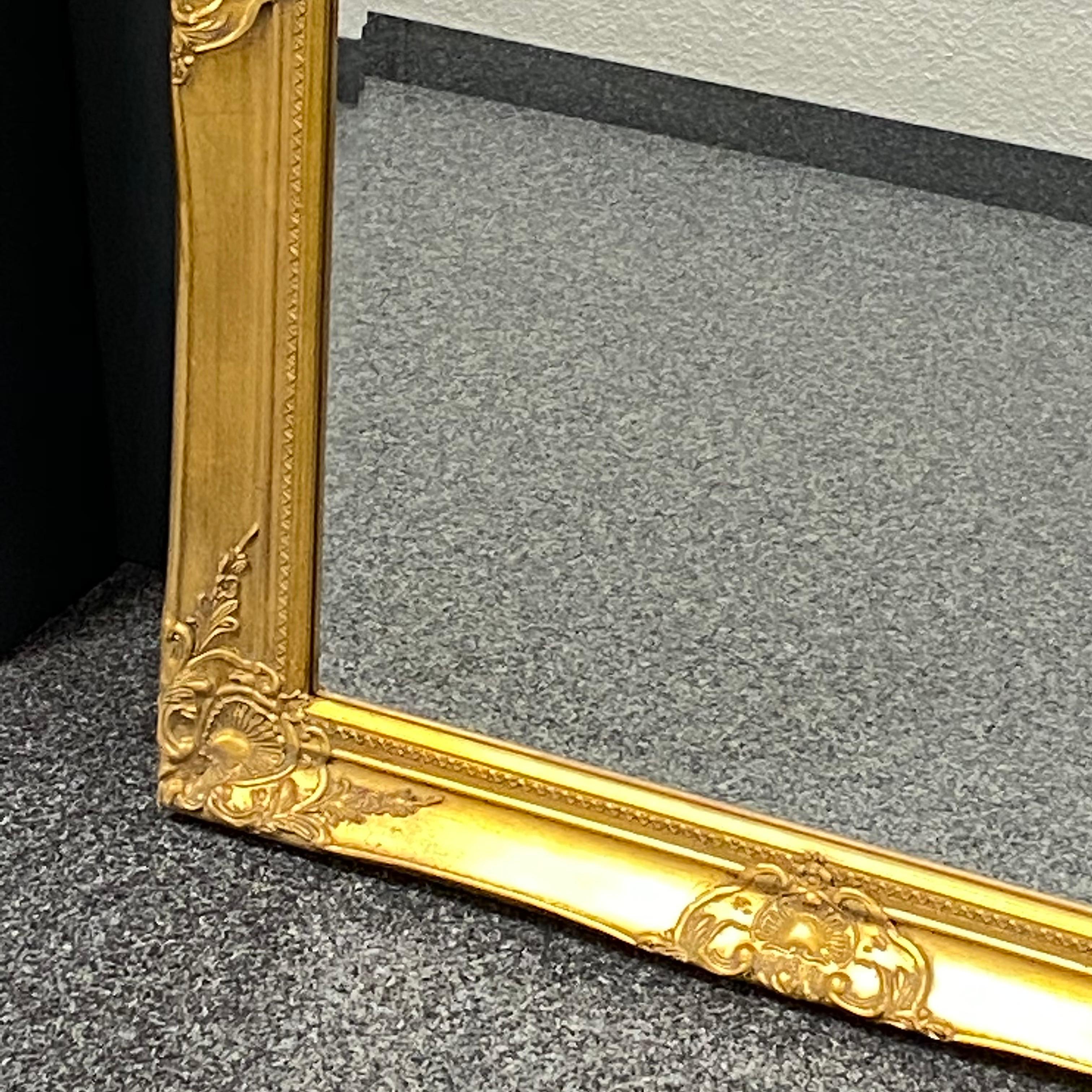 Italian Large Mirror Hollywood Regency Style Gilded Wood Vintage, Italy, 1970s For Sale