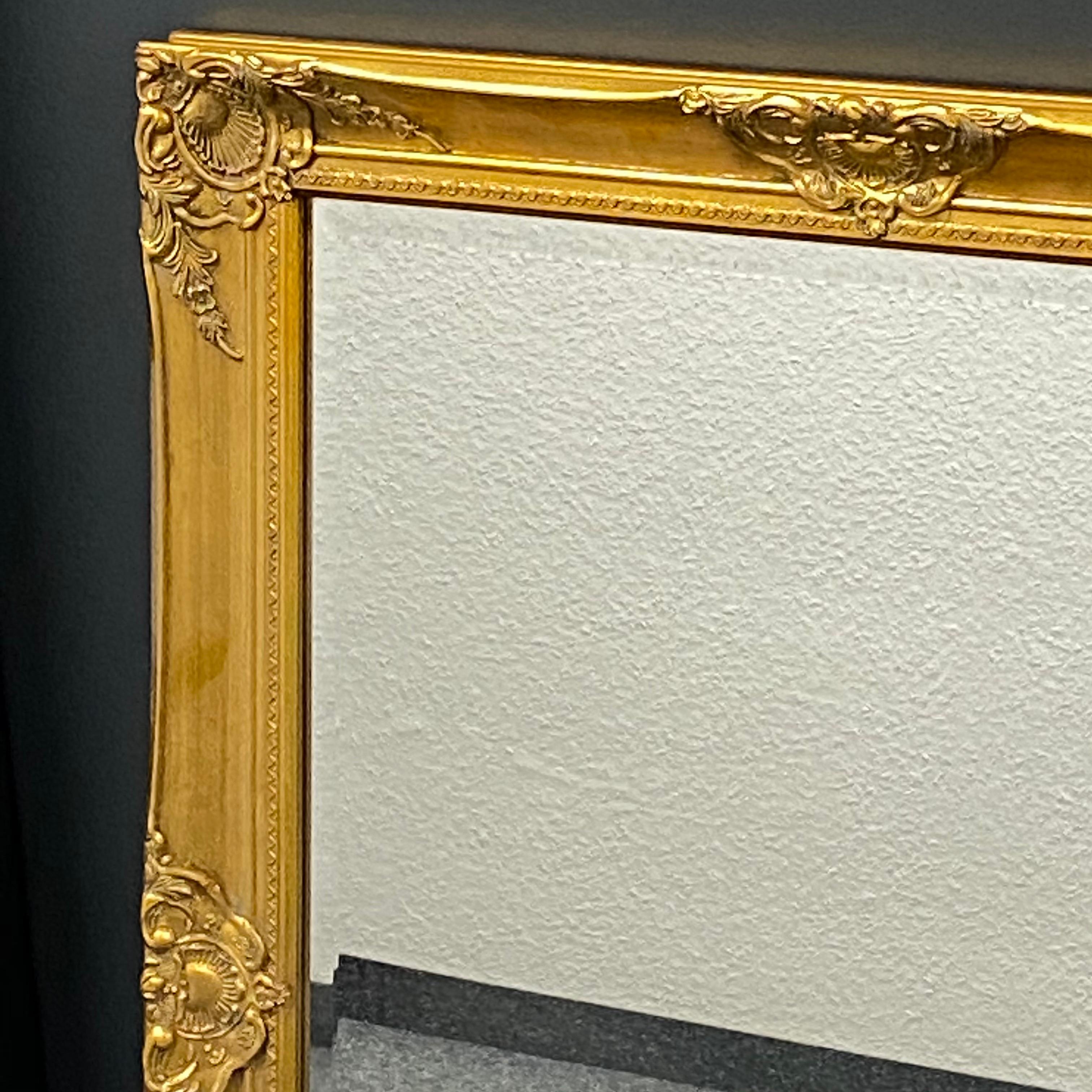 Large Mirror Hollywood Regency Style Gilded Wood Vintage, Italy, 1970s For Sale 1