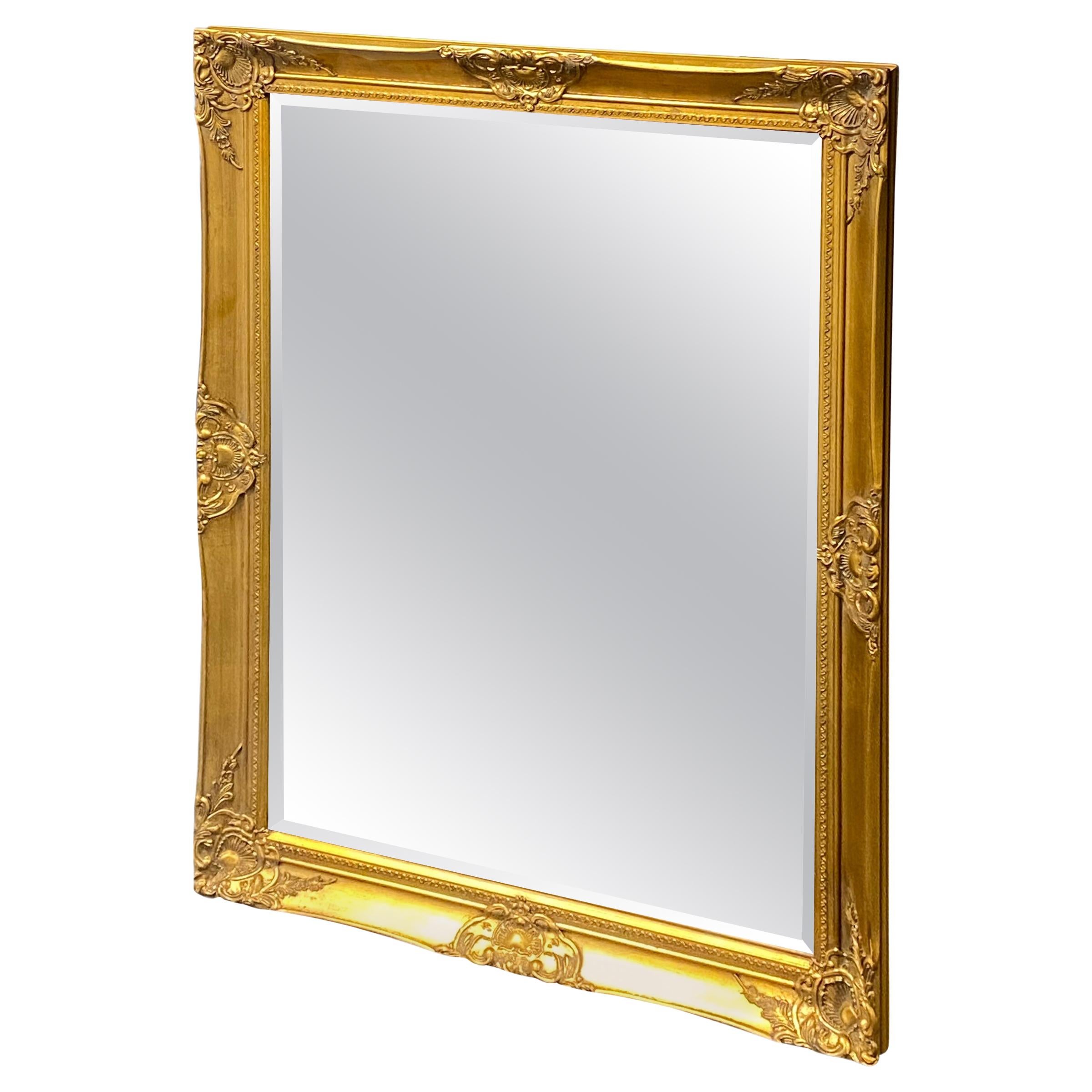 Large Mirror Hollywood Regency Style Gilded Wood Vintage, Italy, 1970s