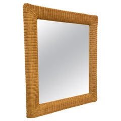 Large Mirror in Hand-Woven Wicker