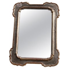Large Mirror in Italian Baroque Style 1940 in Wood with Half Silver Leaf