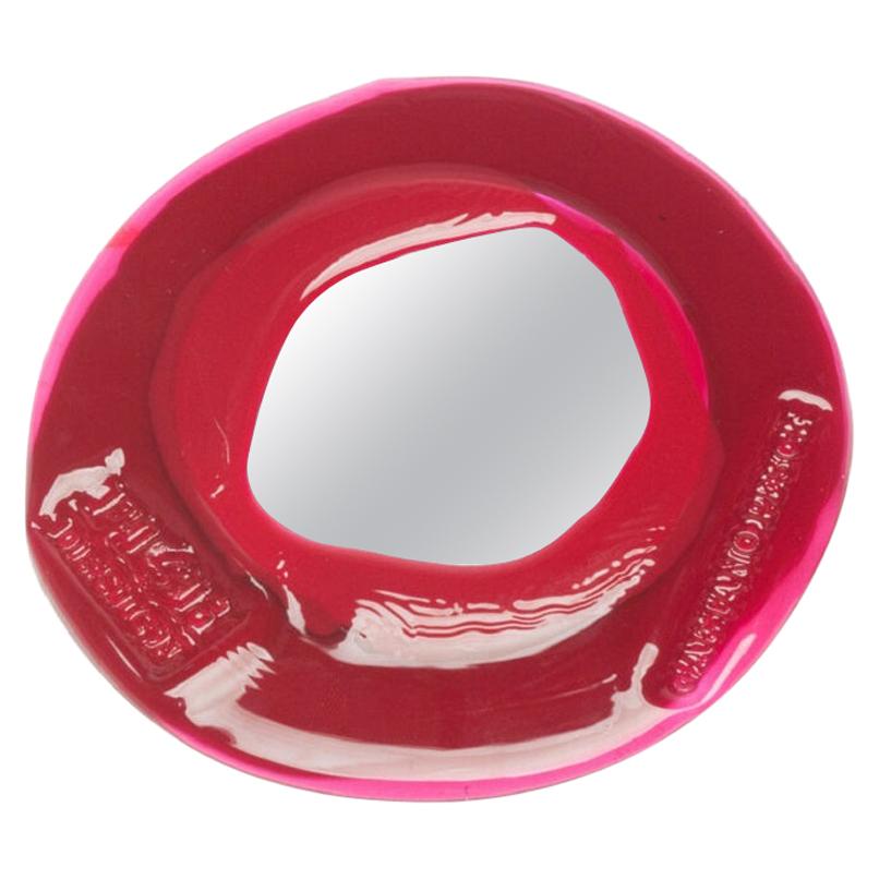 Large Mirror in Red and Clear Pink by Gaetano Pesce