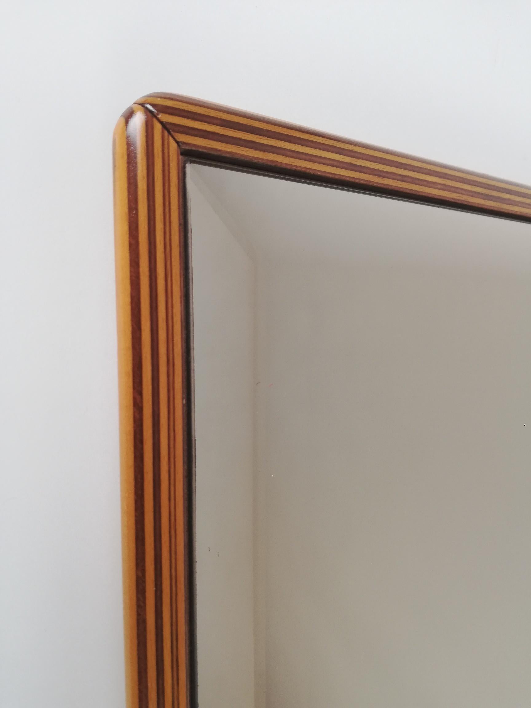 Beveled Large Mirror in the Style of Artona Collection by Afra E Tobia Scarpa, 1970s For Sale