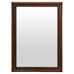 Large mirror in wicker and Vienna straw – dark finish, 1980s. By Lyda Levi