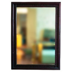 Grand miroir en osier et paille de Vienne - finition sombre, années 1980. Par Lyda Levi