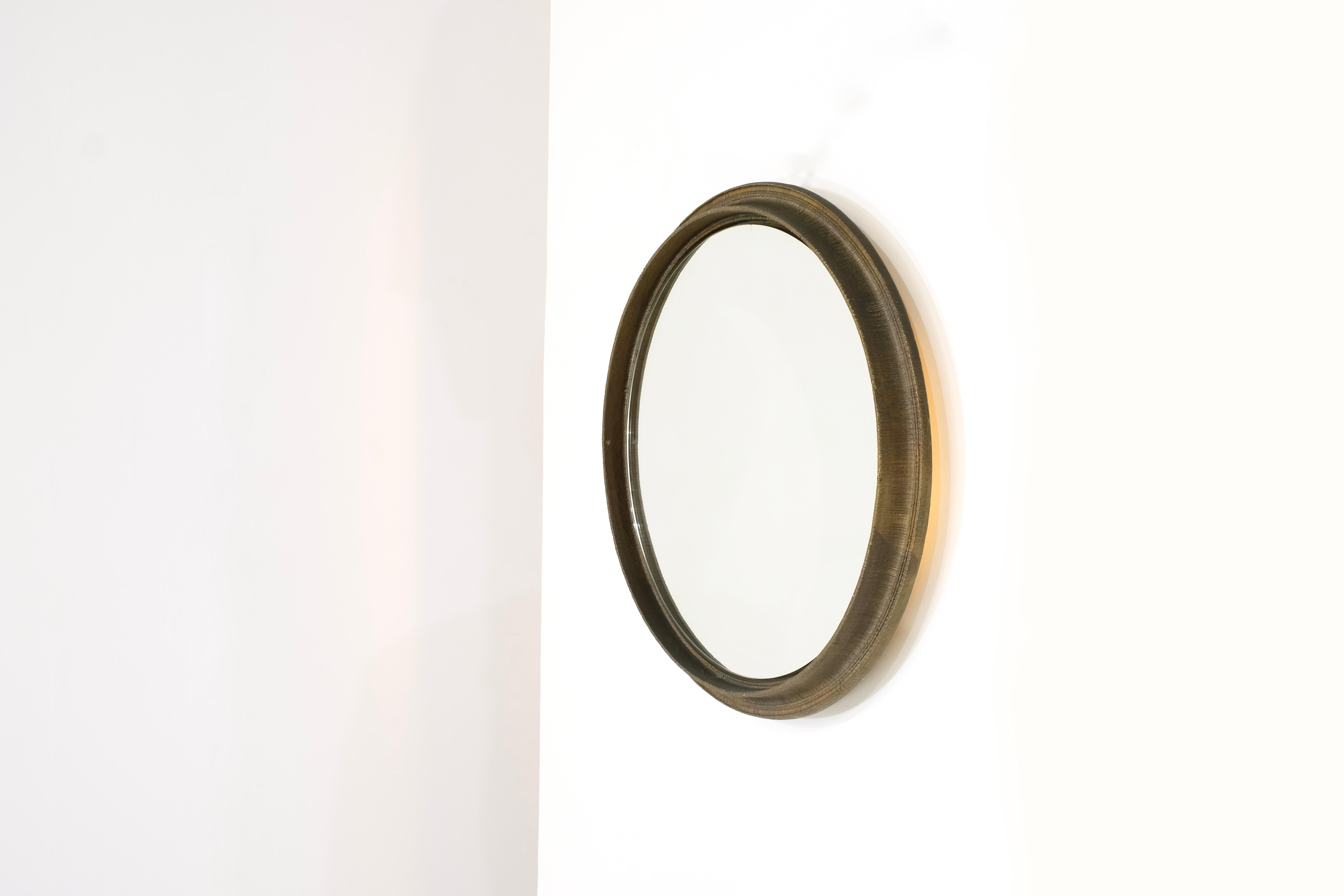 italien Grand miroir lumineux en couleur bronze, Italie, années 1960 en vente
