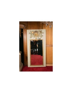 Large mirror, Trumeau Mirror, Overmantel in Carved Wood, Partly 18th Century