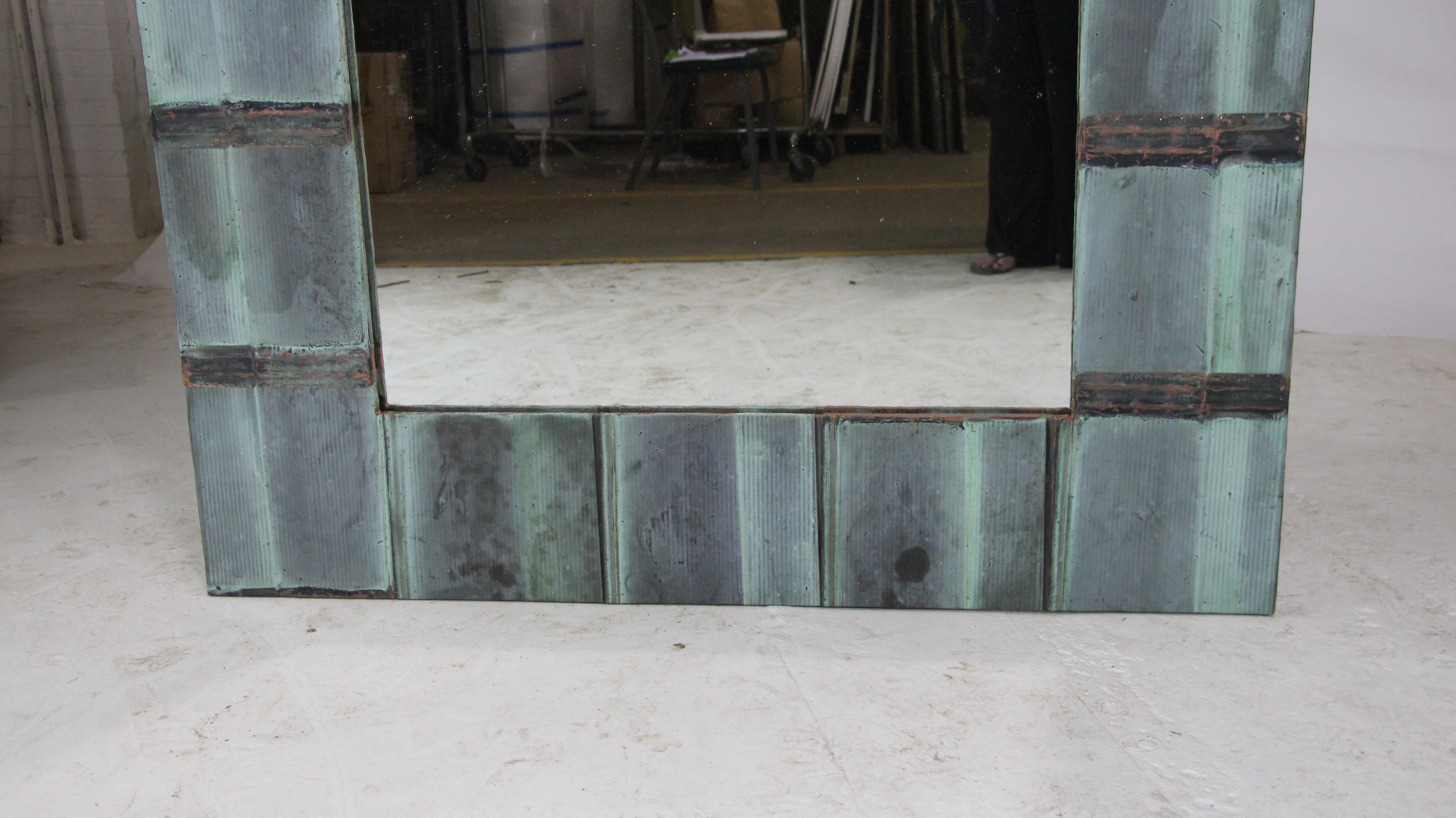 Industrial Large Mirror w/Original Patina Copper Roof from Early 1900s Church Steeple