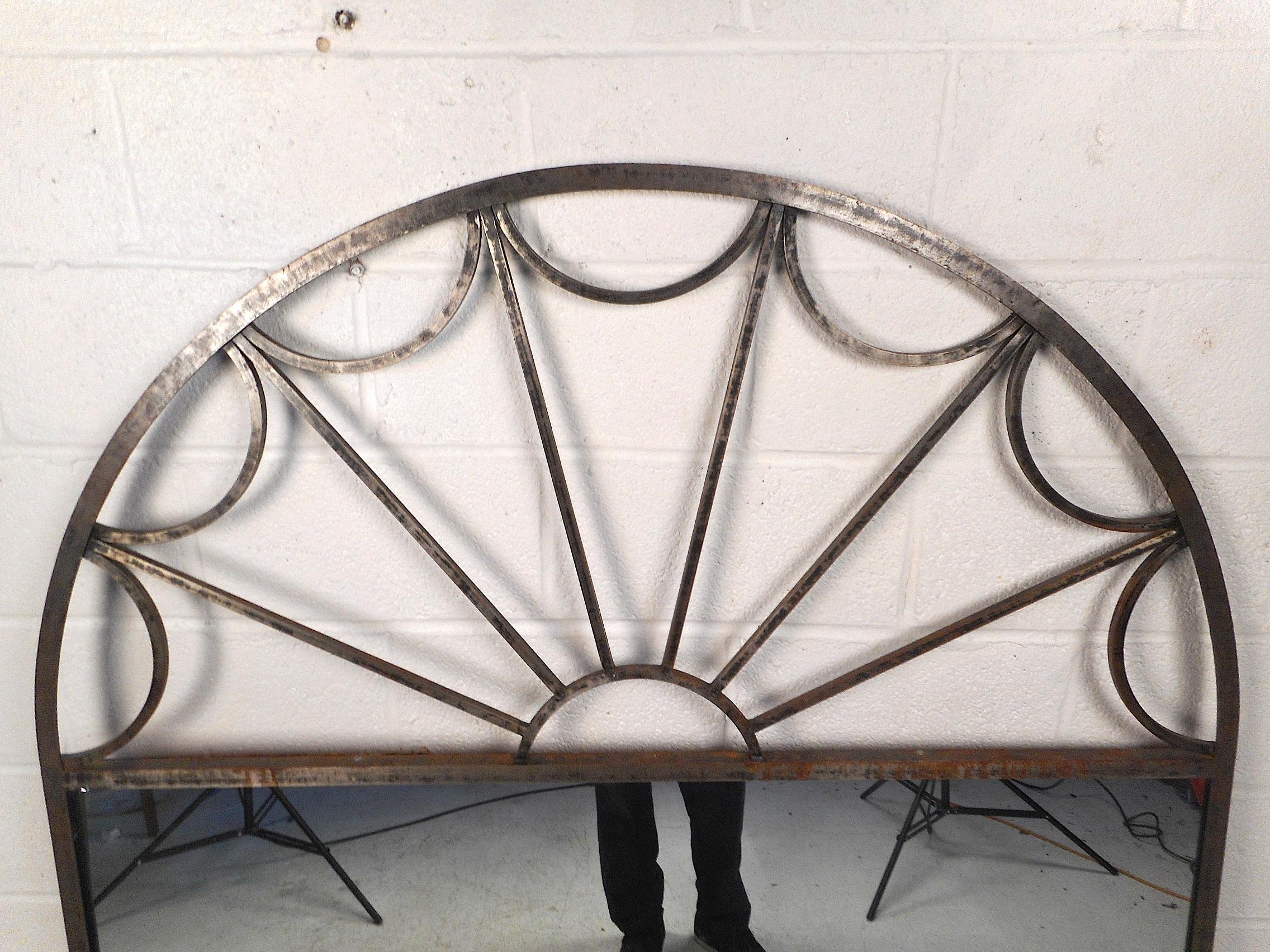 Mid-Century Modern Large Mirror with Arched Iron Frame