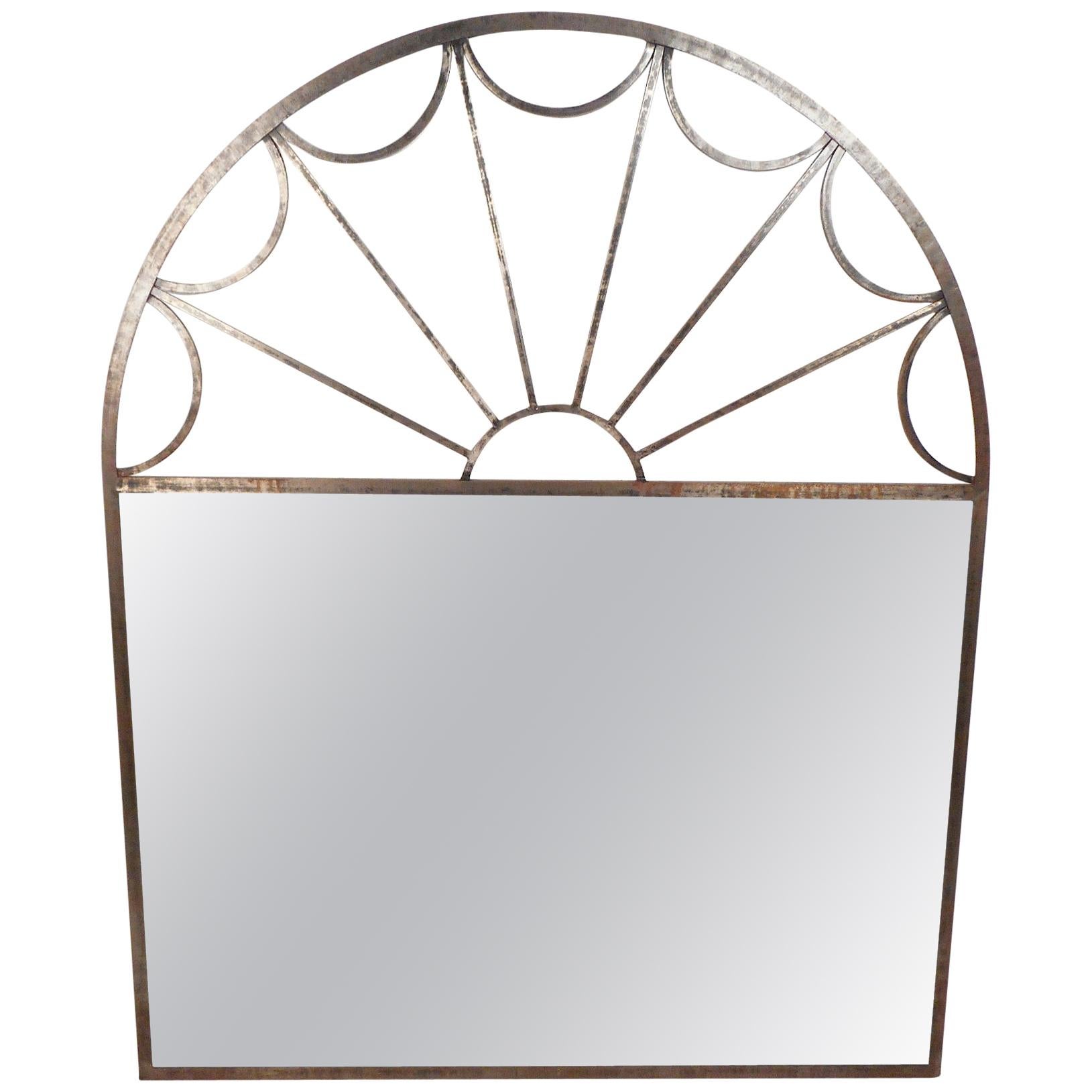 Large Mirror with Arched Iron Frame