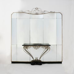 Grande specchio con console di Colli, Torino, 1950