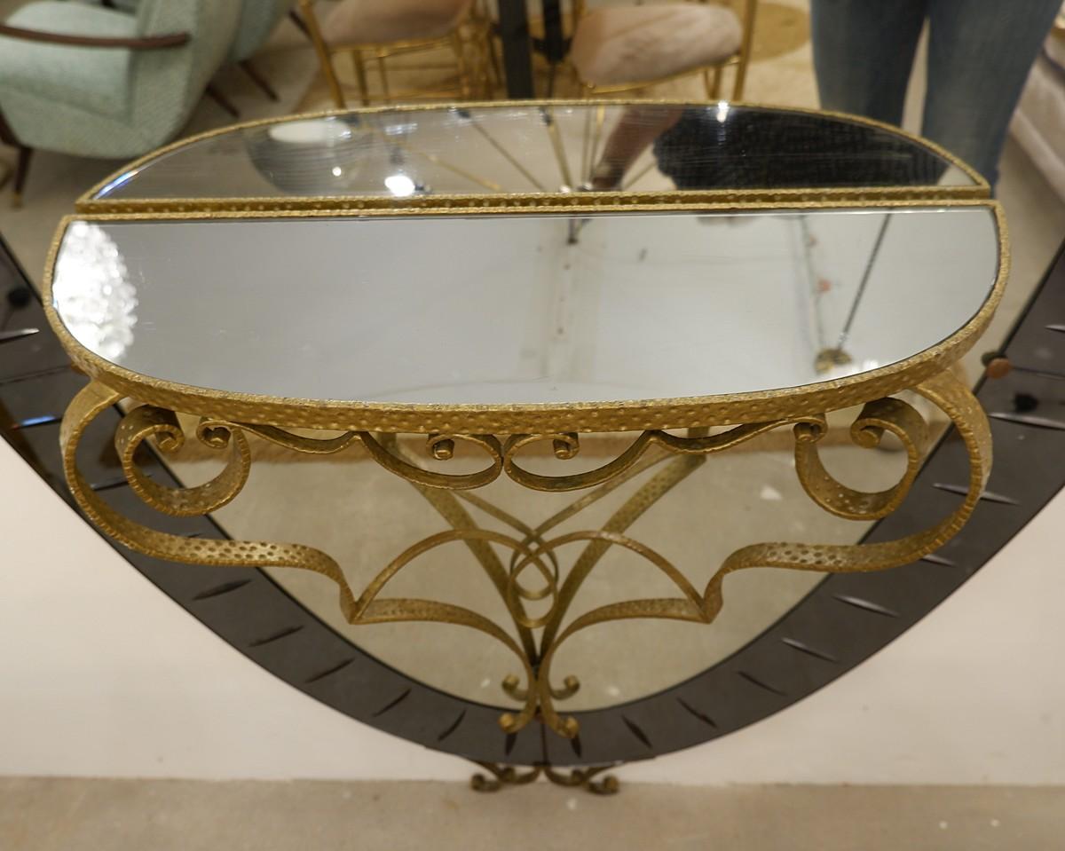 Grand miroir et table console de Cristal Art:: années 1950 Bon état - En vente à Brussels, BE