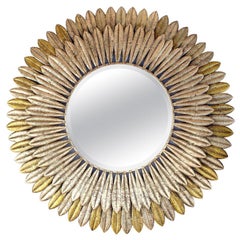 Large Mirror with Gilt Feathers Decor, 1980s