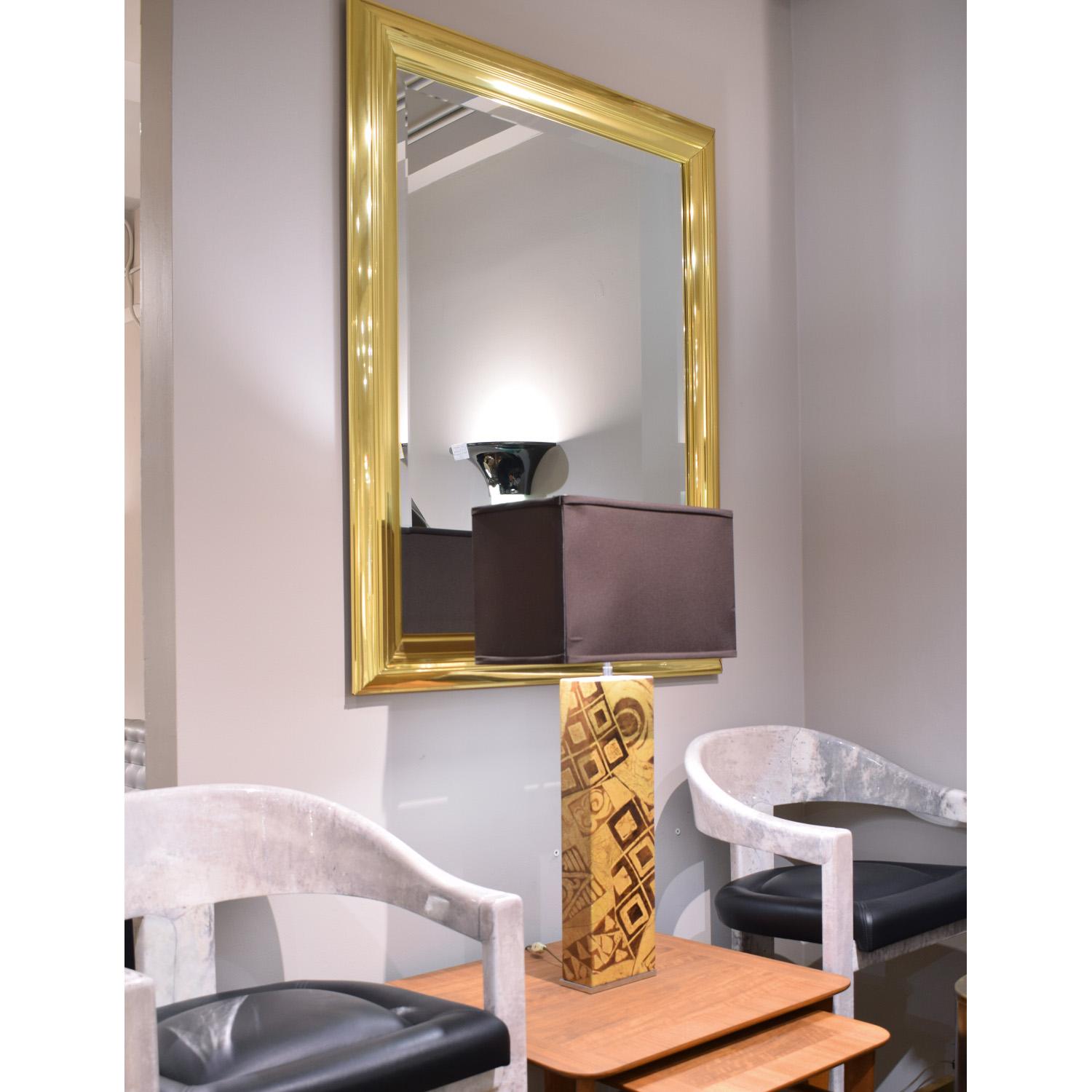 Large Mirror with Molded Polished Brass Frame 1970s In Excellent Condition For Sale In New York, NY