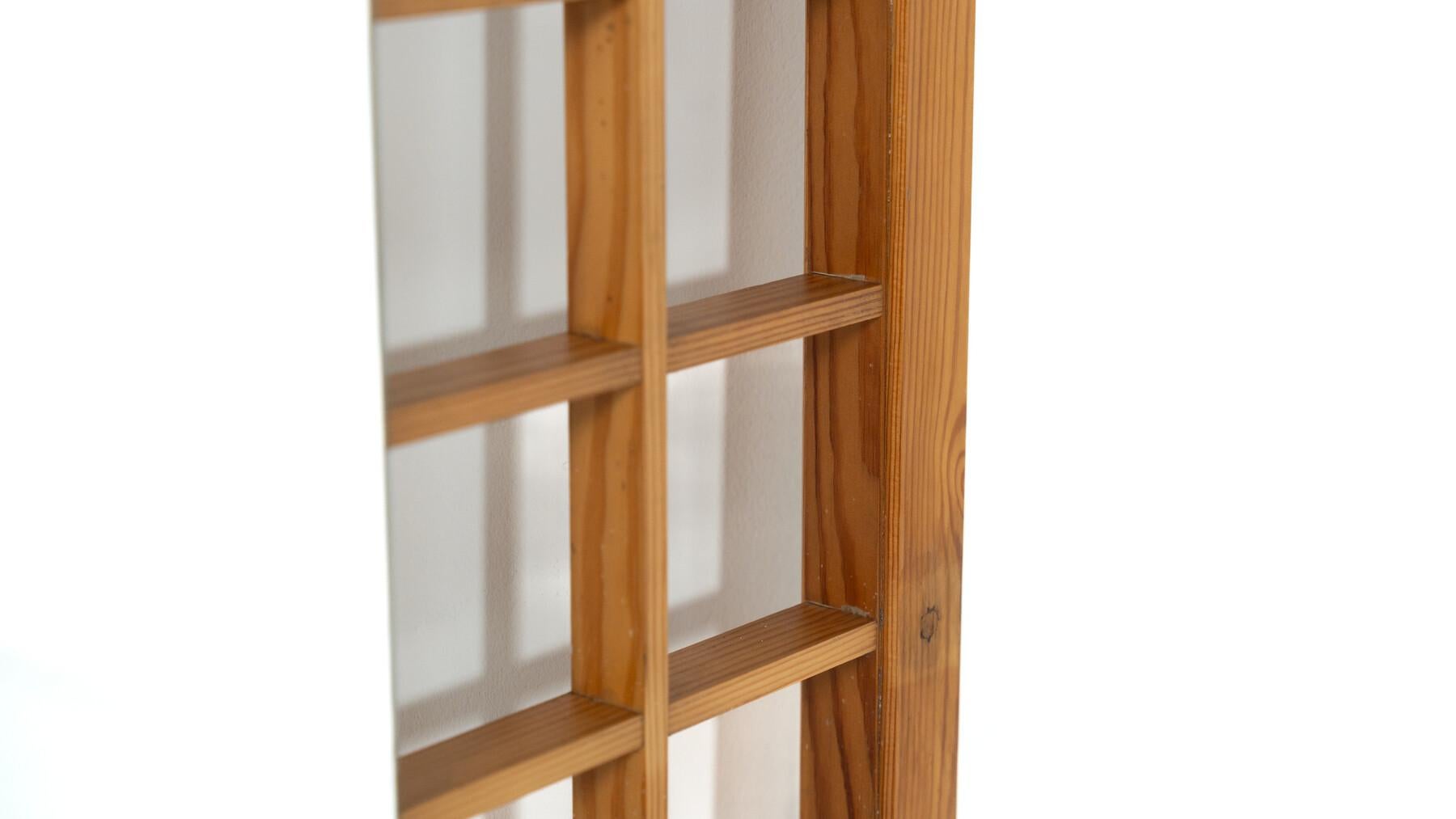 Mid-Century Modern Large Mirror with Wooden Grid, Italy, 1960s For Sale